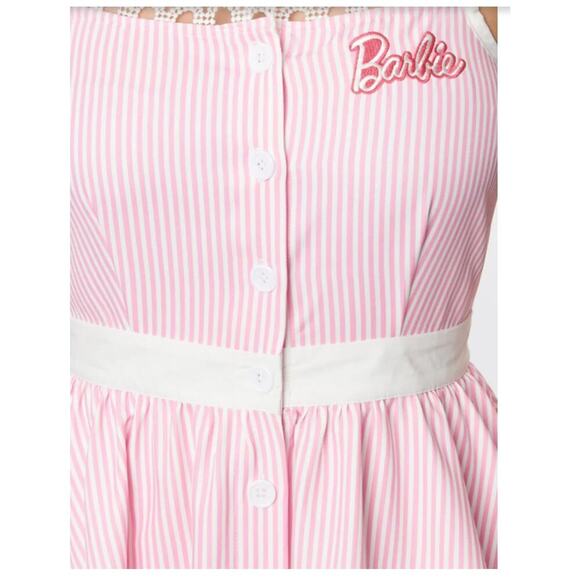 Unique Vintage X Barbie Pink Stripe 1950s Swing Dress Sz 1X NWOT #19 - Picture 5 of 16
